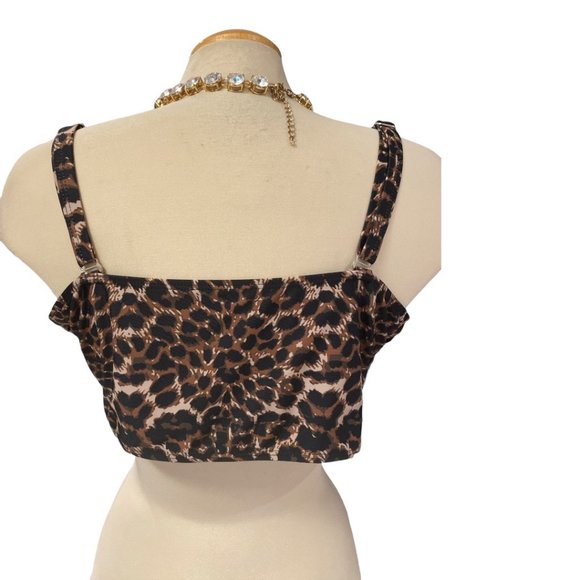 SHEIN Bikini Top Sz 2XL Leopard Print With Straps or Bandeau Front Lacing - Picture 10 of 11